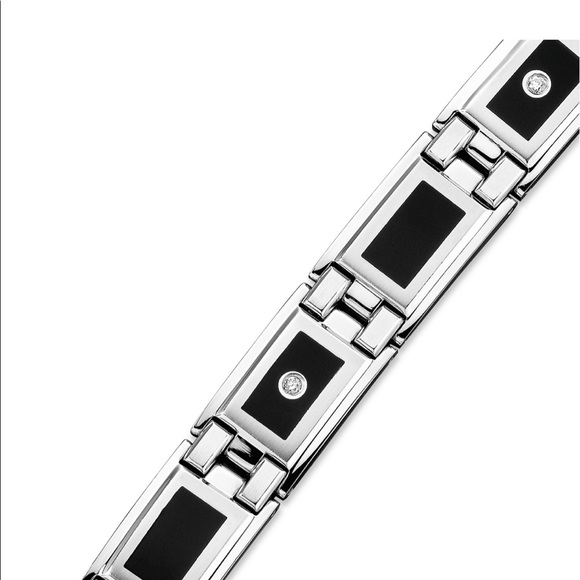 Men's Stainless Steel Diamond Bracelet 1/8 ct. t.w - Picture 9 of 14